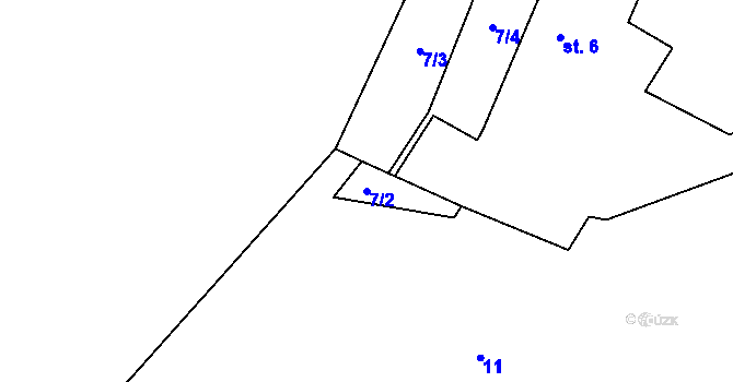 Parcela st. 7/2 v KÚ Chlístov u Lažišť, Katastrální mapa