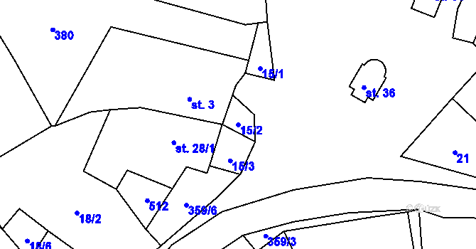 Parcela st. 15/2 v KÚ Chlístov u Lažišť, Katastrální mapa