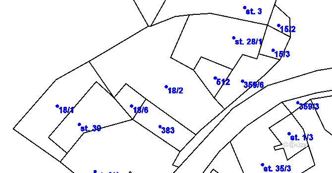Parcela st. 18/2 v KÚ Chlístov u Lažišť, Katastrální mapa