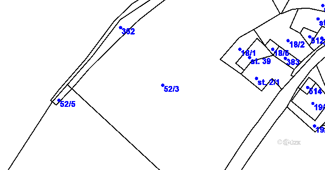 Parcela st. 52/3 v KÚ Chlístov u Lažišť, Katastrální mapa