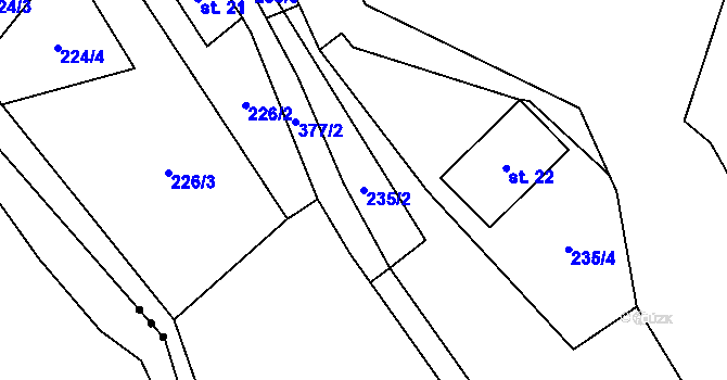 Parcela st. 235/2 v KÚ Chlístov u Lažišť, Katastrální mapa