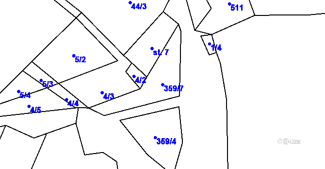 Parcela st. 359/7 v KÚ Chlístov u Lažišť, Katastrální mapa
