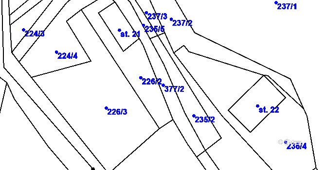 Parcela st. 377/2 v KÚ Chlístov u Lažišť, Katastrální mapa