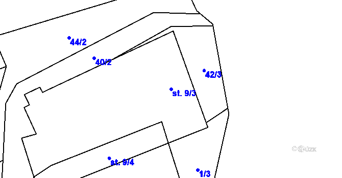 Parcela st. 9/3 v KÚ Chlístov u Lažišť, Katastrální mapa