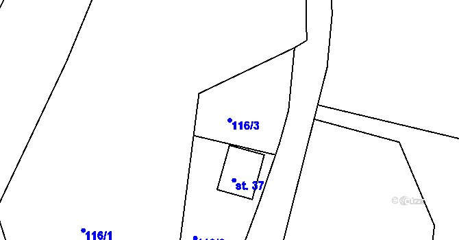 Parcela st. 116/3 v KÚ Chlístov u Lažišť, Katastrální mapa