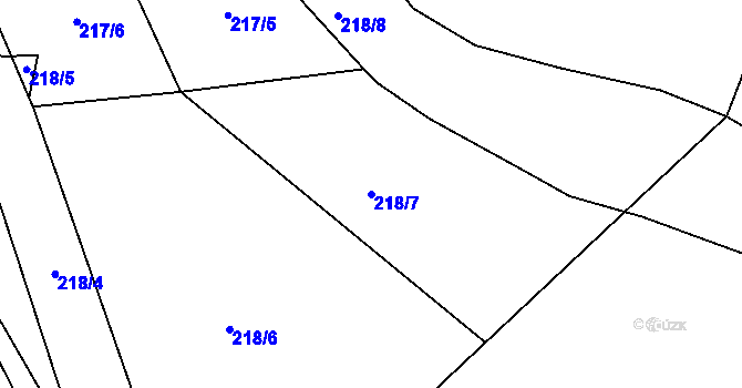 Parcela st. 218/7 v KÚ Chlístov u Lažišť, Katastrální mapa