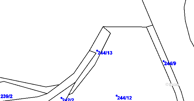 Parcela st. 244/13 v KÚ Chlístov u Lažišť, Katastrální mapa