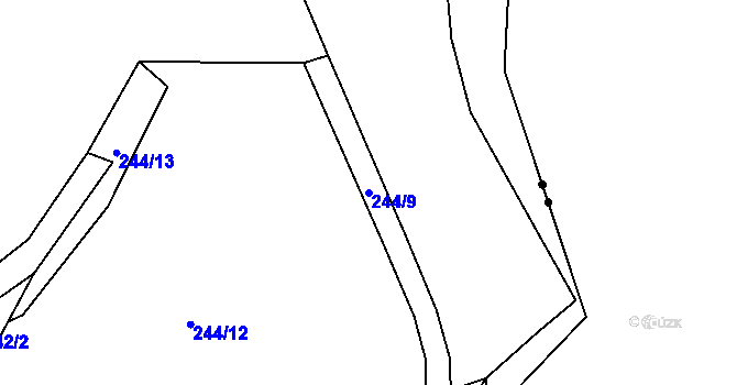 Parcela st. 244/9 v KÚ Chlístov u Lažišť, Katastrální mapa