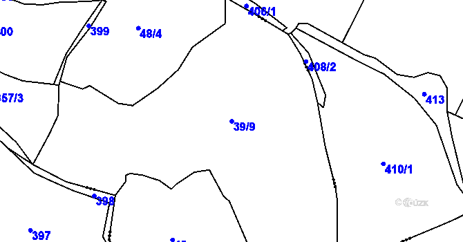 Parcela st. 39/9 v KÚ Chlístov u Lažišť, Katastrální mapa