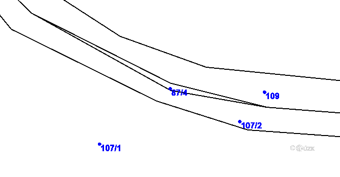 Parcela st. 87/4 v KÚ Chlístov u Lažišť, Katastrální mapa