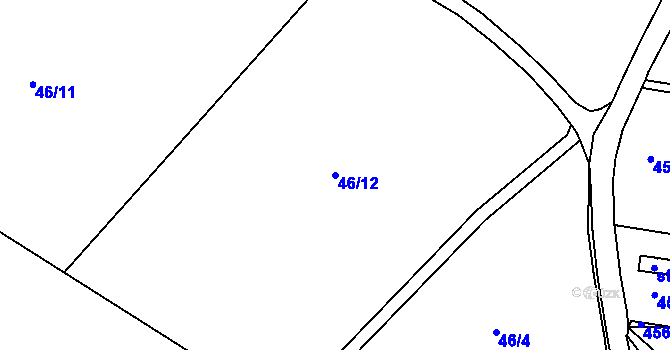 Parcela st. 46/12 v KÚ Kratušín, Katastrální mapa