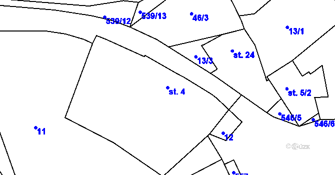 Parcela st. 4 v KÚ Kratušín, Katastrální mapa