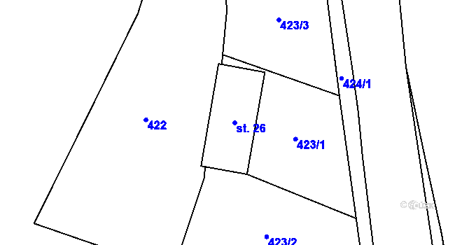 Parcela st. 26 v KÚ Kratušín, Katastrální mapa