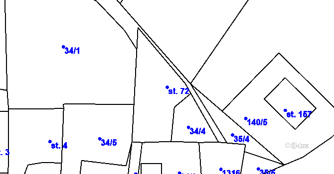 Parcela st. 72 v KÚ Lažiště, Katastrální mapa