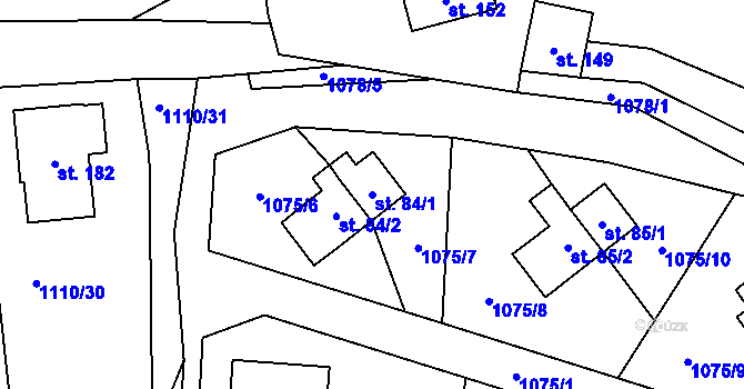 Parcela st. 84/1 v KÚ Lažiště, Katastrální mapa