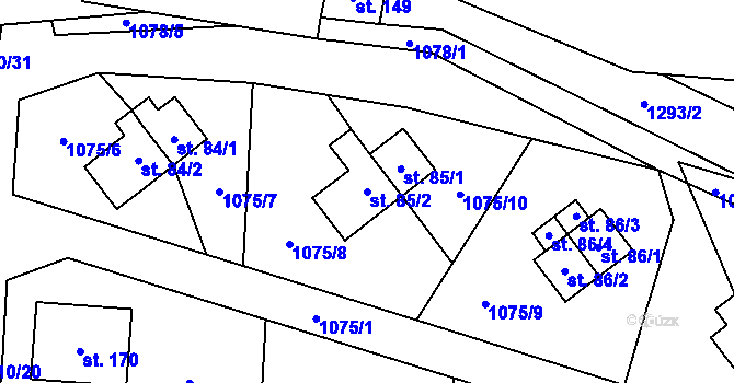 Parcela st. 85/2 v KÚ Lažiště, Katastrální mapa