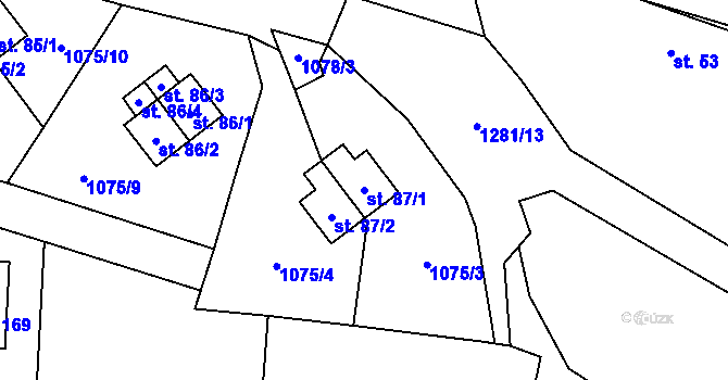 Parcela st. 87/1 v KÚ Lažiště, Katastrální mapa