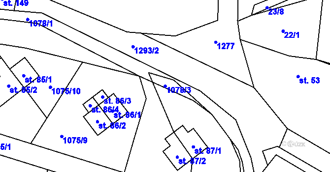 Parcela st. 1078/3 v KÚ Lažiště, Katastrální mapa