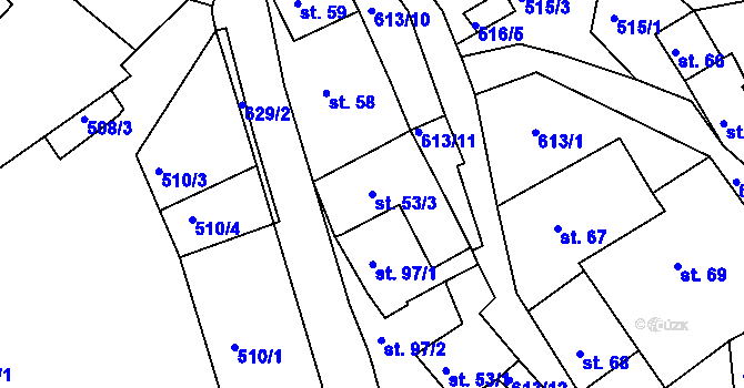 Parcela st. 53/3 v KÚ Švihov u Lažišť, Katastrální mapa