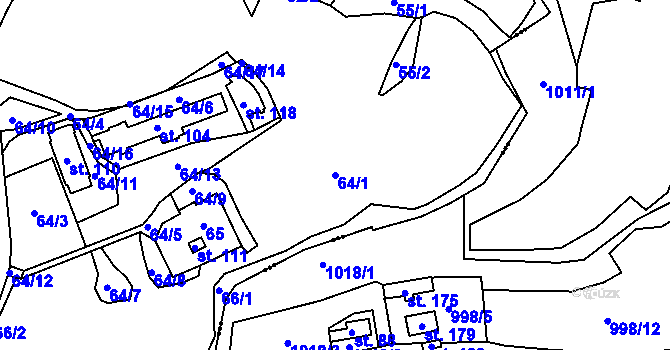 Parcela st. 64/1 v KÚ Švihov u Lažišť, Katastrální mapa