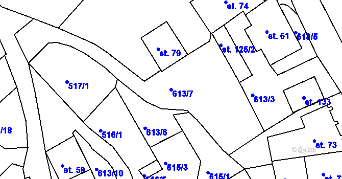 Parcela st. 613/7 v KÚ Švihov u Lažišť, Katastrální mapa