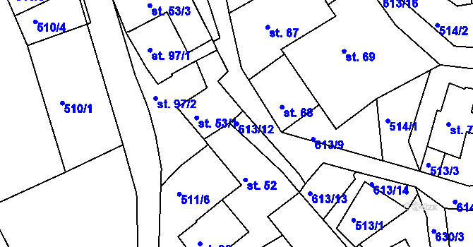 Parcela st. 613/12 v KÚ Švihov u Lažišť, Katastrální mapa