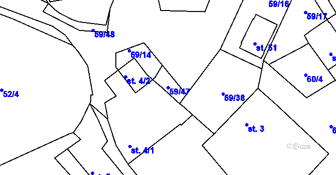 Parcela st. 59/47 v KÚ Zábrdí u Lažišť, Katastrální mapa