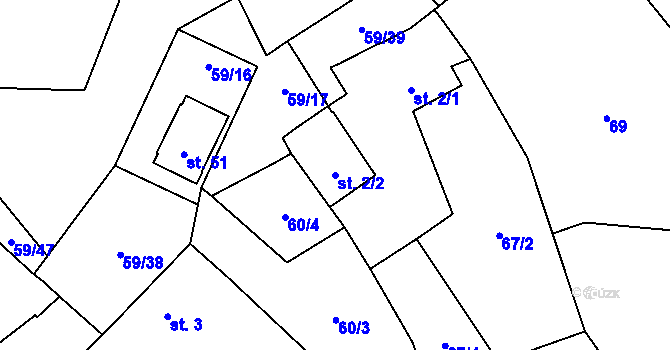 Parcela st. 2/2 v KÚ Zábrdí u Lažišť, Katastrální mapa
