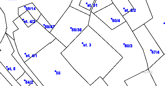 Parcela st. 3 v KÚ Zábrdí u Lažišť, Katastrální mapa