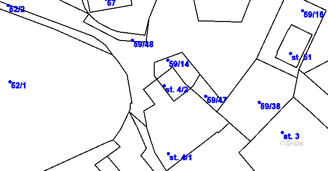 Parcela st. 4/2 v KÚ Zábrdí u Lažišť, Katastrální mapa