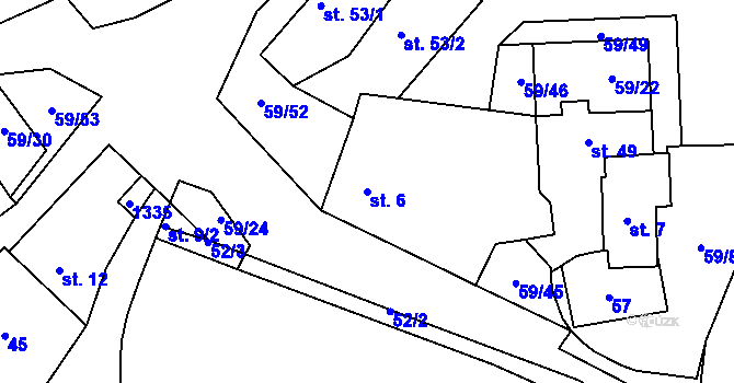 Parcela st. 6 v KÚ Zábrdí u Lažišť, Katastrální mapa