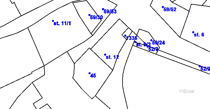 Parcela st. 12 v KÚ Zábrdí u Lažišť, Katastrální mapa