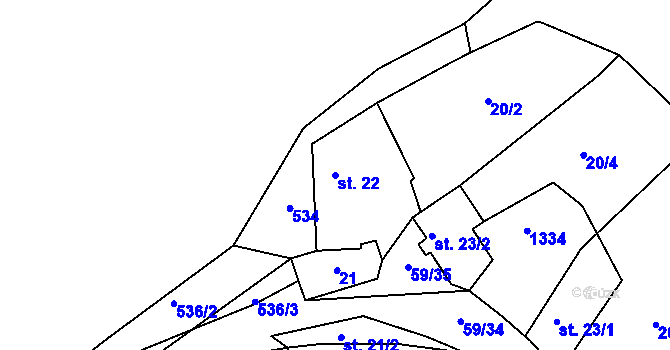 Parcela st. 22 v KÚ Zábrdí u Lažišť, Katastrální mapa