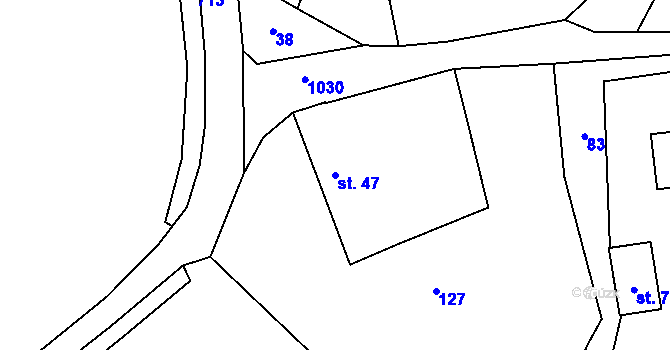 Parcela st. 47 v KÚ Zábrdí u Lažišť, Katastrální mapa