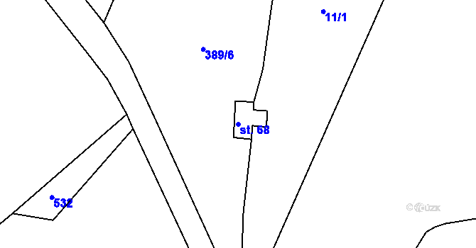 Parcela st. 68 v KÚ Zábrdí u Lažišť, Katastrální mapa