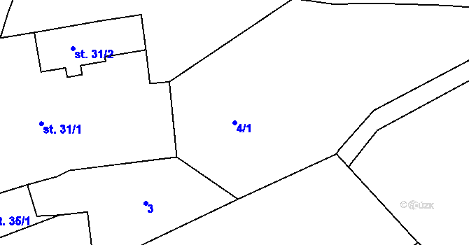 Parcela st. 4/1 v KÚ Zábrdí u Lažišť, Katastrální mapa