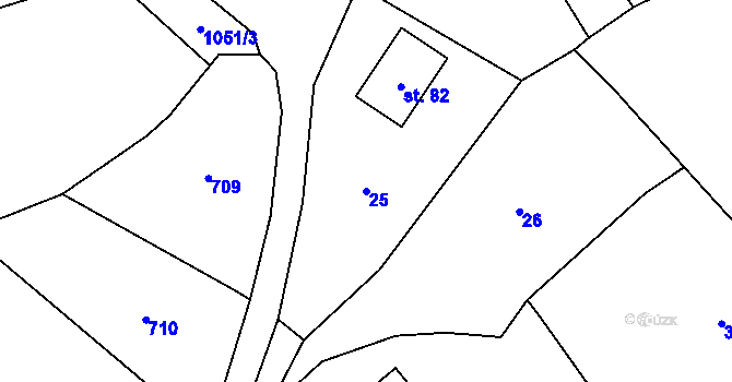 Parcela st. 25 v KÚ Zábrdí u Lažišť, Katastrální mapa