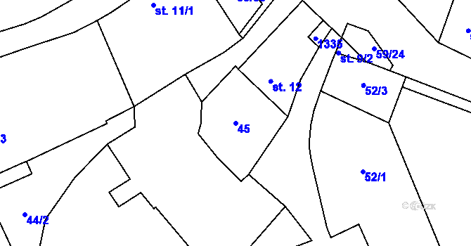 Parcela st. 45 v KÚ Zábrdí u Lažišť, Katastrální mapa