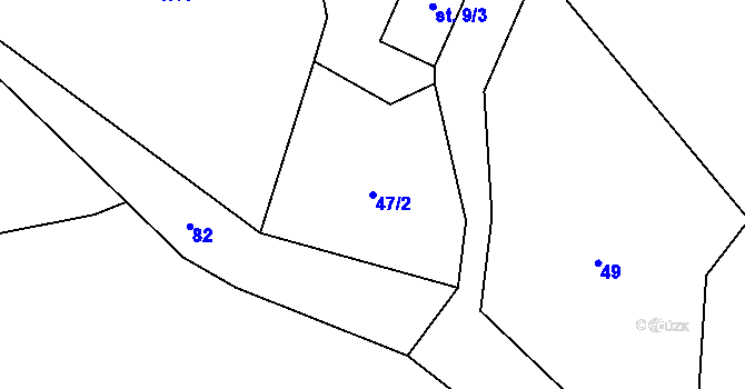 Parcela st. 47/2 v KÚ Zábrdí u Lažišť, Katastrální mapa