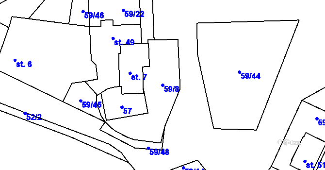 Parcela st. 59/8 v KÚ Zábrdí u Lažišť, Katastrální mapa