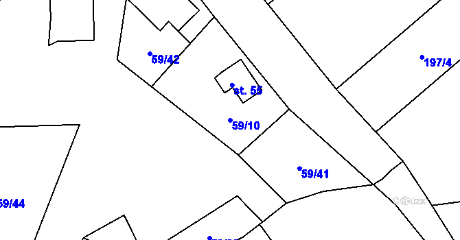 Parcela st. 59/10 v KÚ Zábrdí u Lažišť, Katastrální mapa