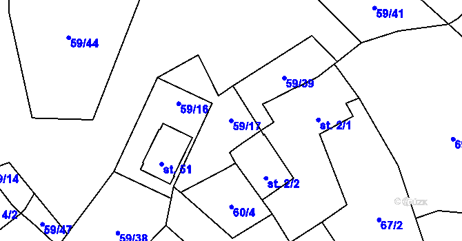 Parcela st. 59/17 v KÚ Zábrdí u Lažišť, Katastrální mapa