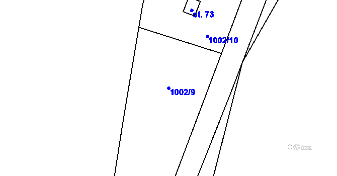 Parcela st. 1002/9 v KÚ Zábrdí u Lažišť, Katastrální mapa