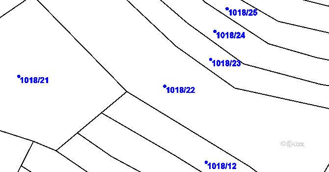 Parcela st. 1018/22 v KÚ Zábrdí u Lažišť, Katastrální mapa