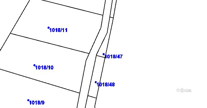 Parcela st. 1018/47 v KÚ Zábrdí u Lažišť, Katastrální mapa