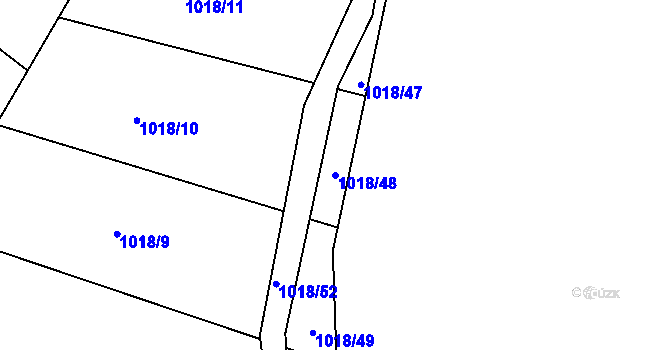 Parcela st. 1018/48 v KÚ Zábrdí u Lažišť, Katastrální mapa