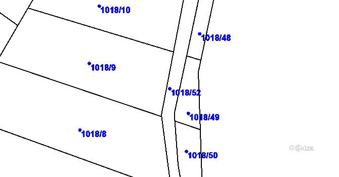 Parcela st. 1018/52 v KÚ Zábrdí u Lažišť, Katastrální mapa