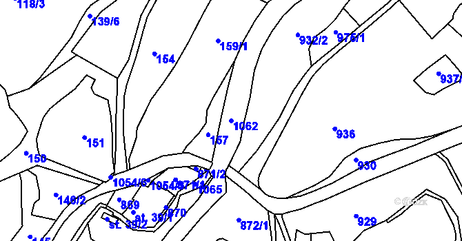 Parcela st. 1062 v KÚ Zábrdí u Lažišť, Katastrální mapa