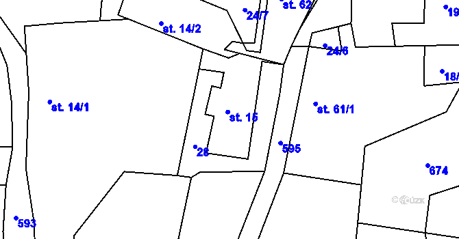 Parcela st. 15 v KÚ Lážovice, Katastrální mapa