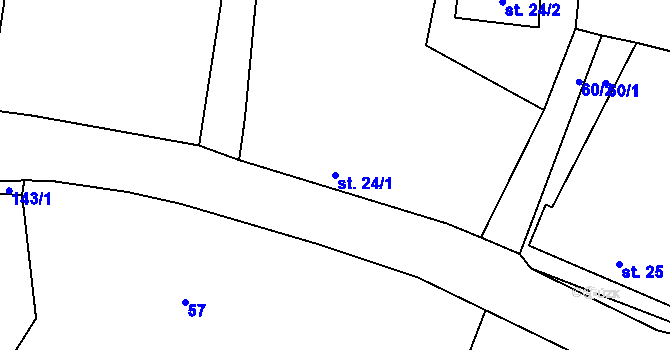Parcela st. 24/1 v KÚ Lážovice, Katastrální mapa